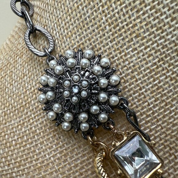 Chicos Maximal Necklace, Layered, Glam, Statement, Gold Tone & Faux Pearl, Bold - Picture 5 of 16